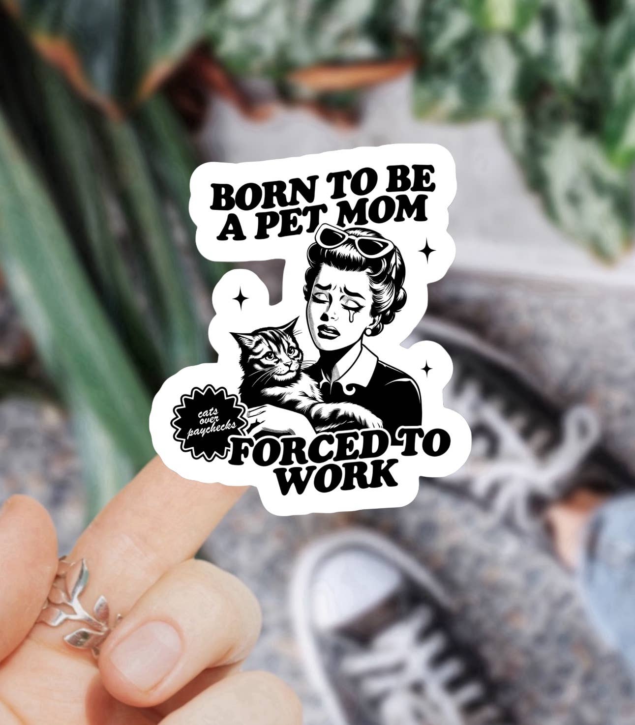Born to Be a Cat Mom Sticker