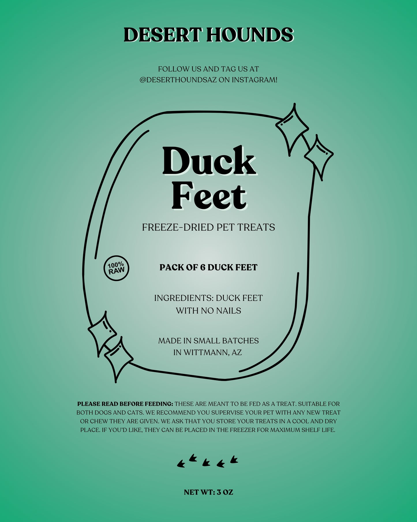 Freeze Dried Duck Feet (without nails)